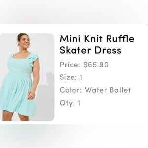 Torrid Size 1 Light Blue Ruffle Sleeve Dress w/pockets